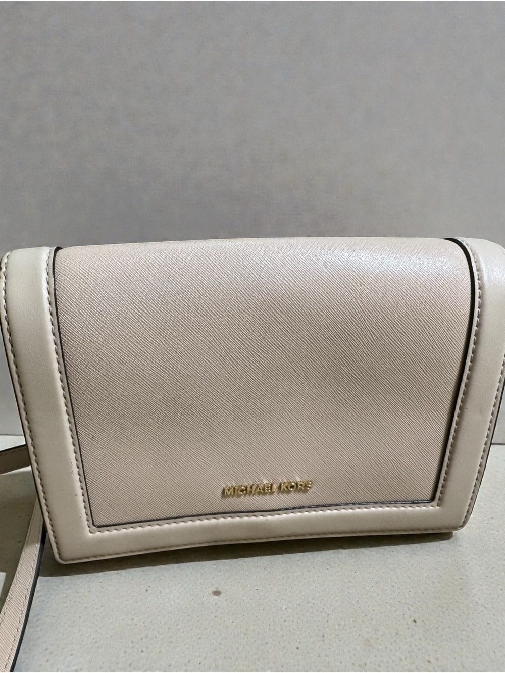 Michael Kors Blush Leather Crossbody Bag with Gold Logo